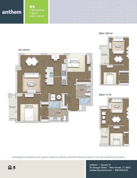 Floor plan for 2 beds, 2 baths, 1111 sqft